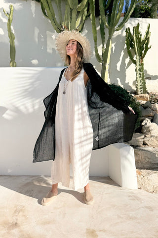 Vista linen kaftan, black