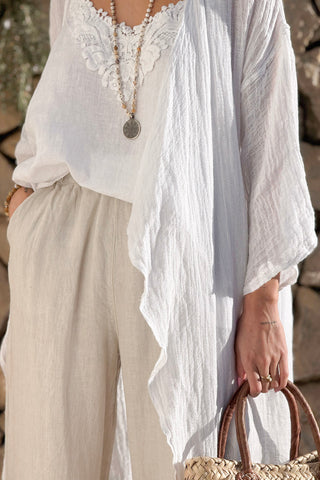 Vista linen kaftan, white
