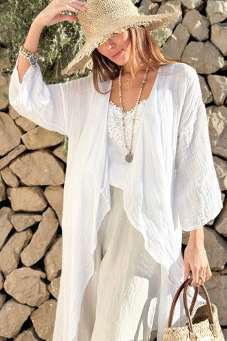Vista linen kaftan, white