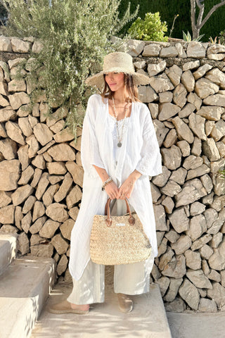 Vista linen kaftan, white