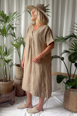 Yoko kaftan dress, savanna
