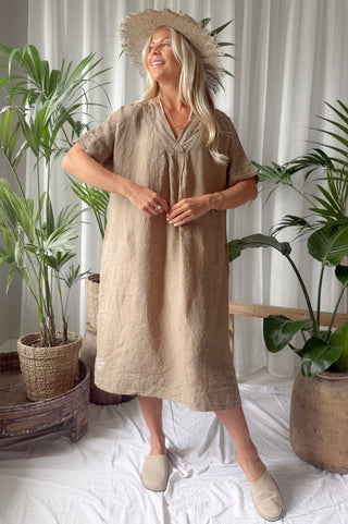 Yoko kaftan dress, savanna