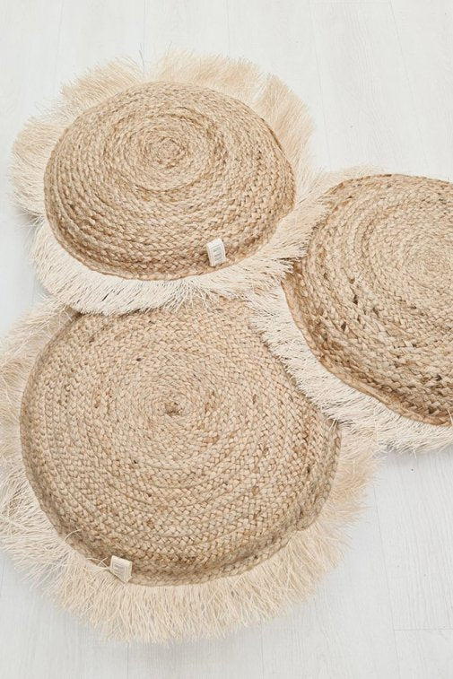 Raffia juuttityyny pyöreä, natural
