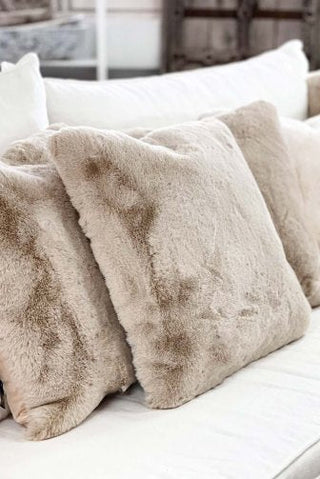 Fluffy hairy pillow, beige
