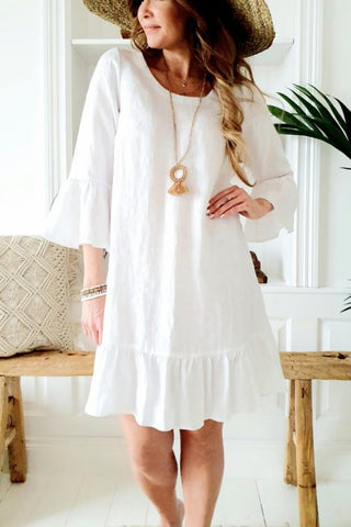 Juliet linen dress, white