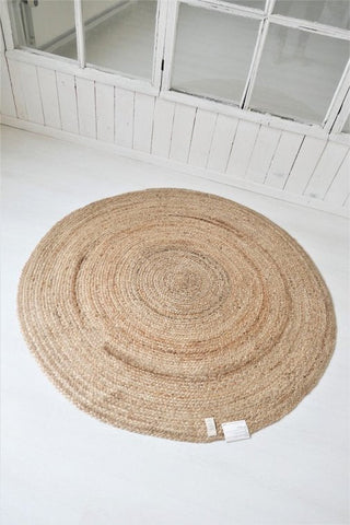 Jute rug round 140cm, natural