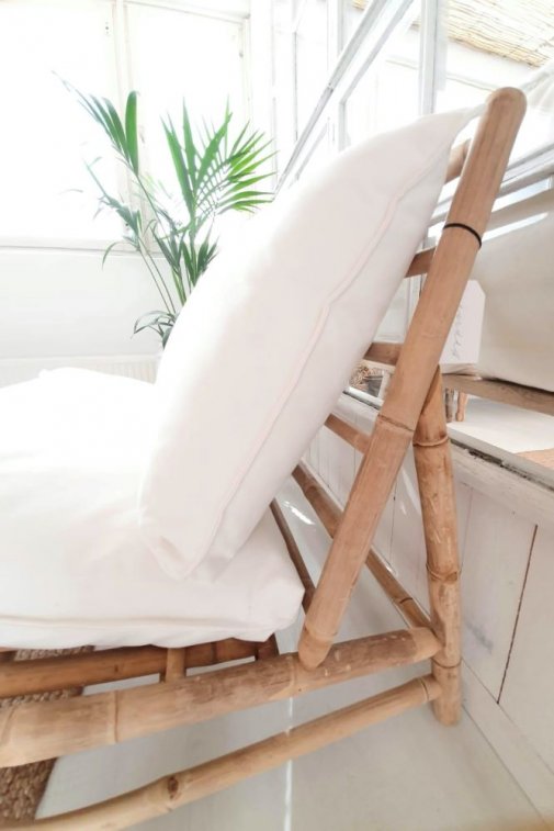 Bambu lounge nojatuoli, valkoinen, 100x87x80cm