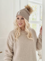 Pom-pom pipo, taupe