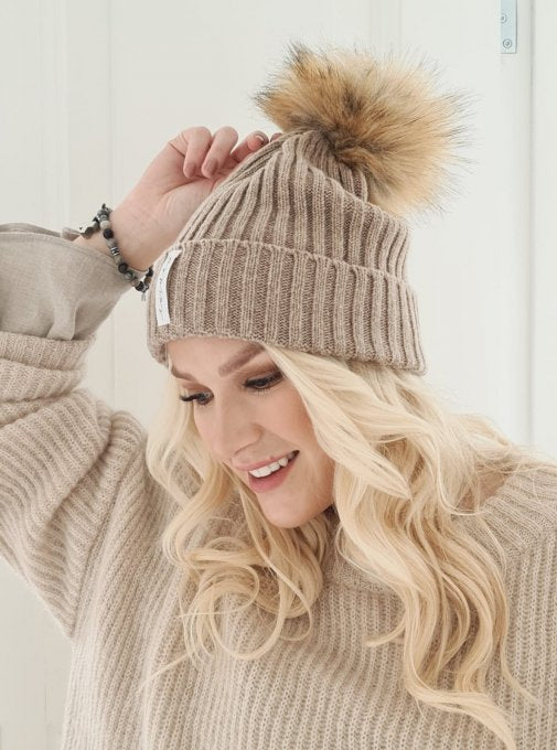 Pom-pom pipo, taupe