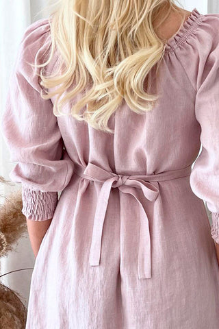 Amalfi linen dress, blush pink