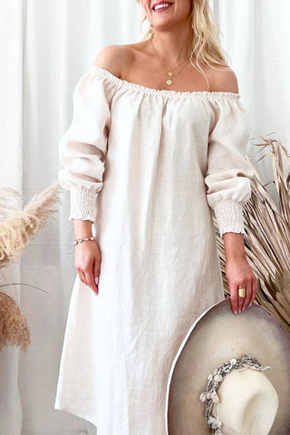 Amalfi linen dress, cream
