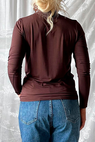 Amber bamboo polo neck top, brownie