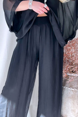 Angela silk blend pants, black