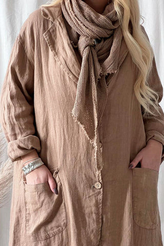 Aniston linen coat, caramel