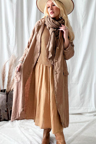 Aniston linen coat, caramel