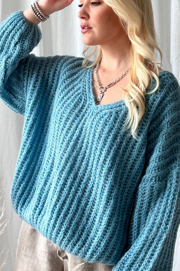 Annie mohairsekoiteneule, sininen