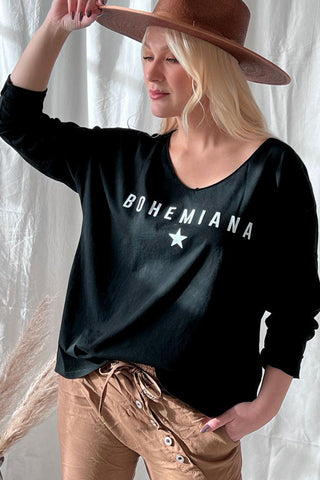 Bohemiana Star pitkähihainen t-paita, musta