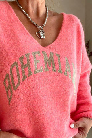 Bohemiana neule, miami pink