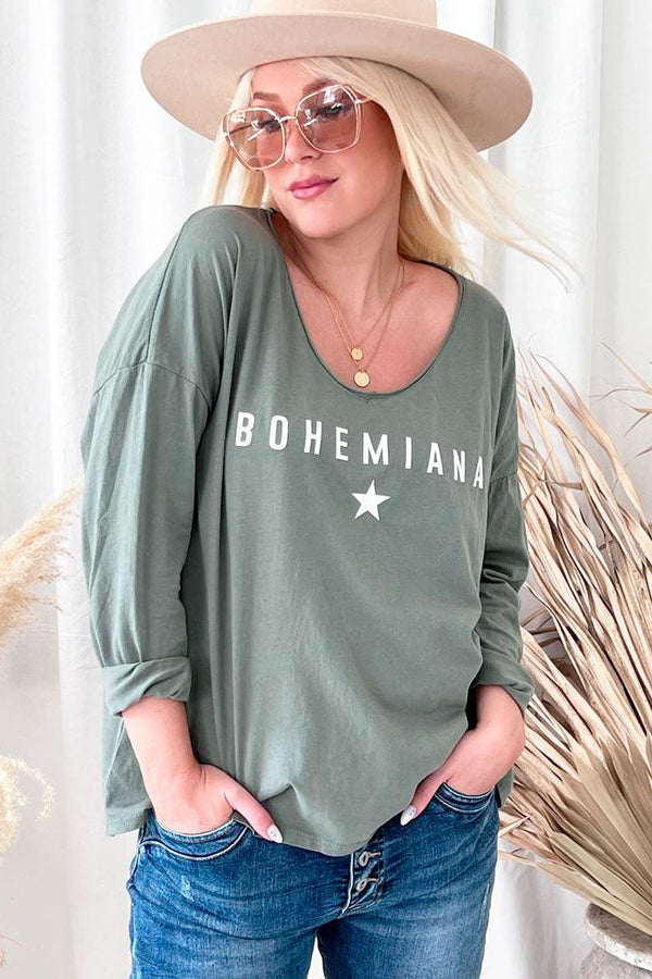 Bohemiana Star pitkähihainen t-paita, khaki