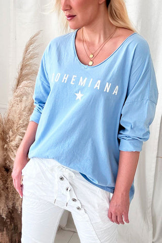Bohemiana Star pitkähihainen t-paita, vaaleansininen