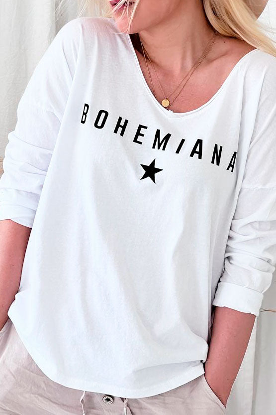 Bohemiana Star pitkähihainen t-paita, valkoinen