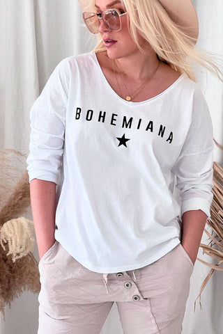 Bohemiana Star pitkähihainen t-paita, valkoinen