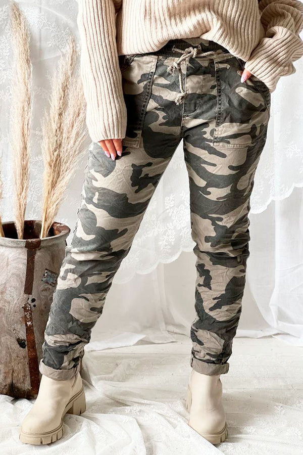 Camouflage joggers, beige