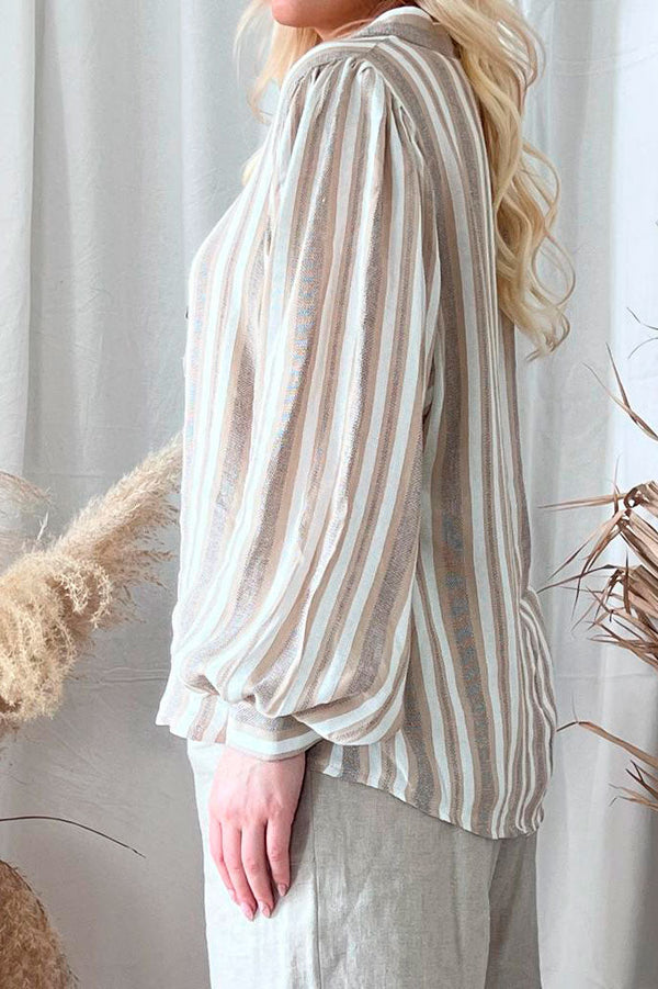 Carine pusero, beige raidallinen