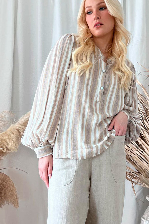 Carine pusero, beige raidallinen