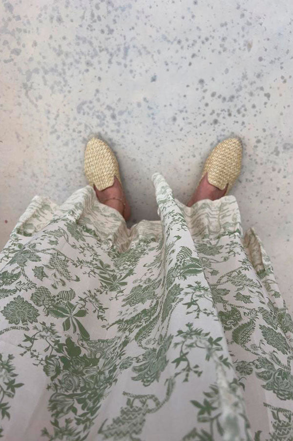 Carmela viskoosimekko, floral vihreä