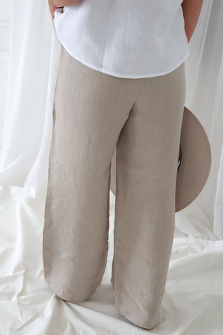 Carpenter linen pants long, natural