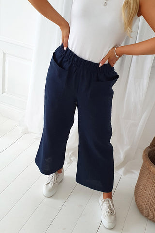 Carpenter linen pants, navy