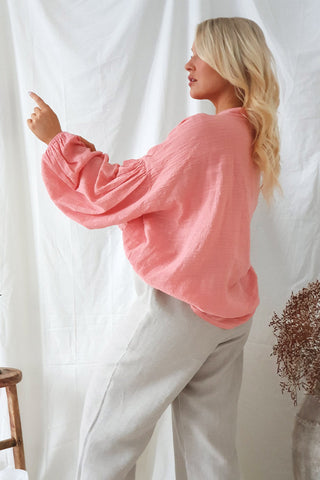 Chalky cotton shirt, coral