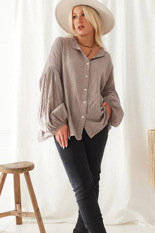 Chalky cotton shirt, taupe