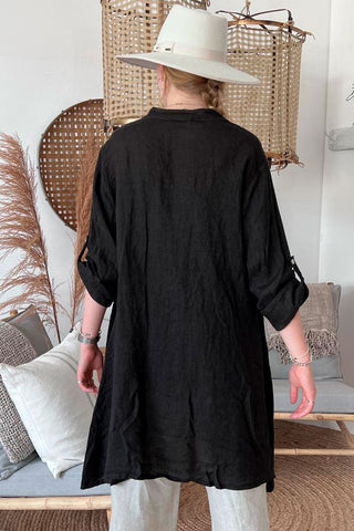 Chandra linen blouse, black