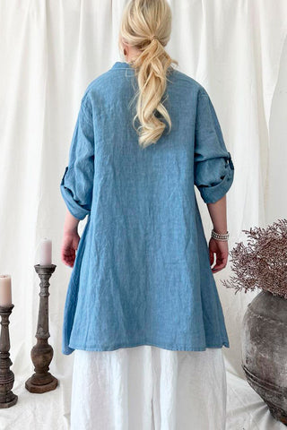 Chandra linen blouse, blue