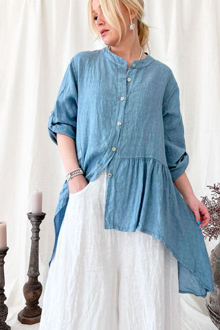 Chandra linen blouse, blue