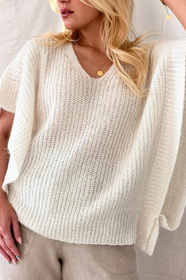 Chloe mohairneule, luonnonvalkoinen