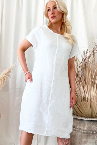 Coco linen dress, white