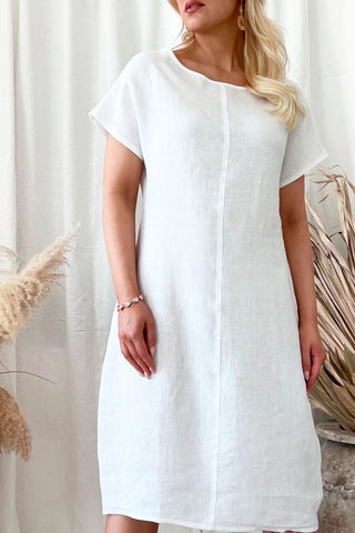 Coco linen dress, white