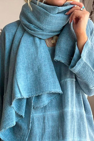 Cool breeze cotton scarf, blue