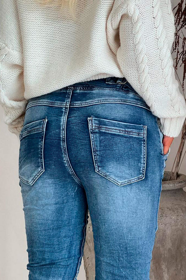 Denim jogger, mid wash