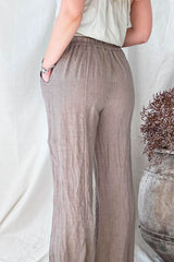 Donna pellavahousut, taupe