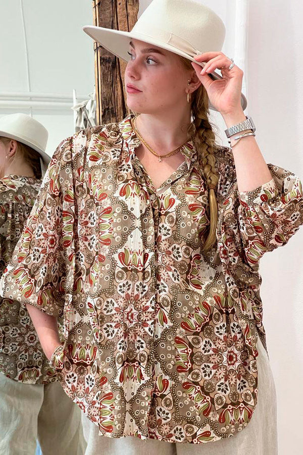 Edith puuvillapusero, khaki