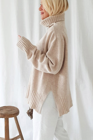 Fisherman's wife polo knit, beige