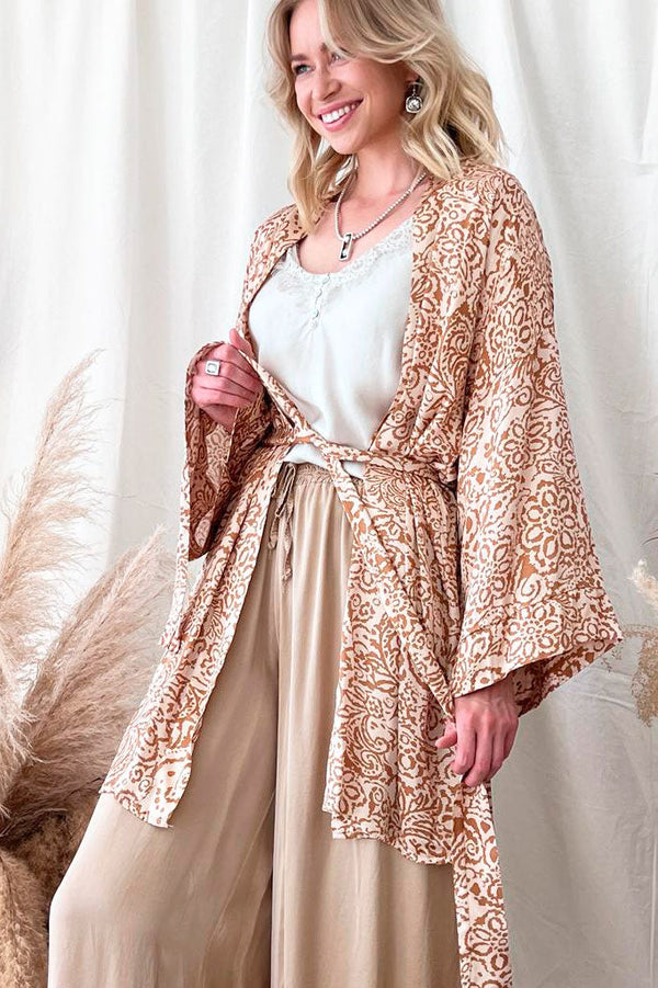 Harper kimono, caramel kuviollinen