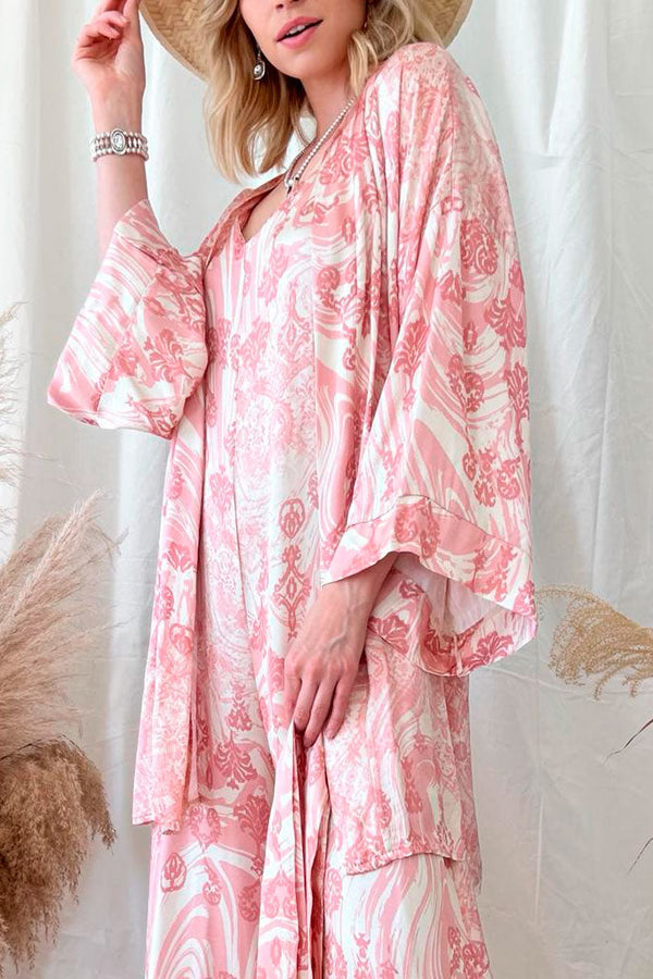 Harper kimono, roosa kuviollinen