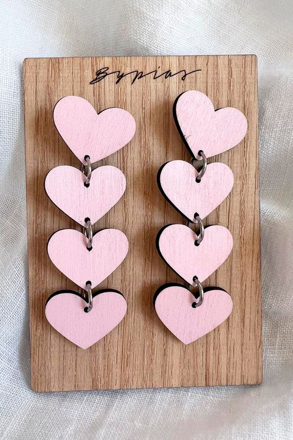 Sydän korvakorut, soft pink