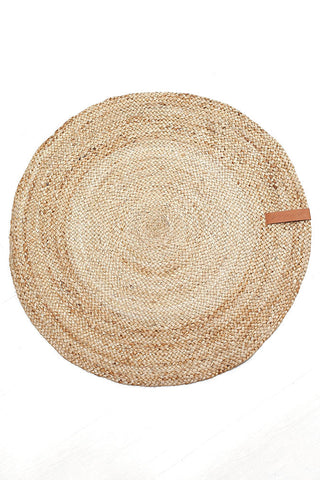 Jute rug round 80cm, natural