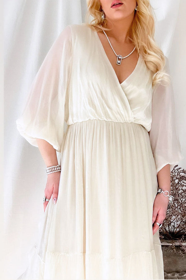 Jolene silkkisekoitemekko, ivory